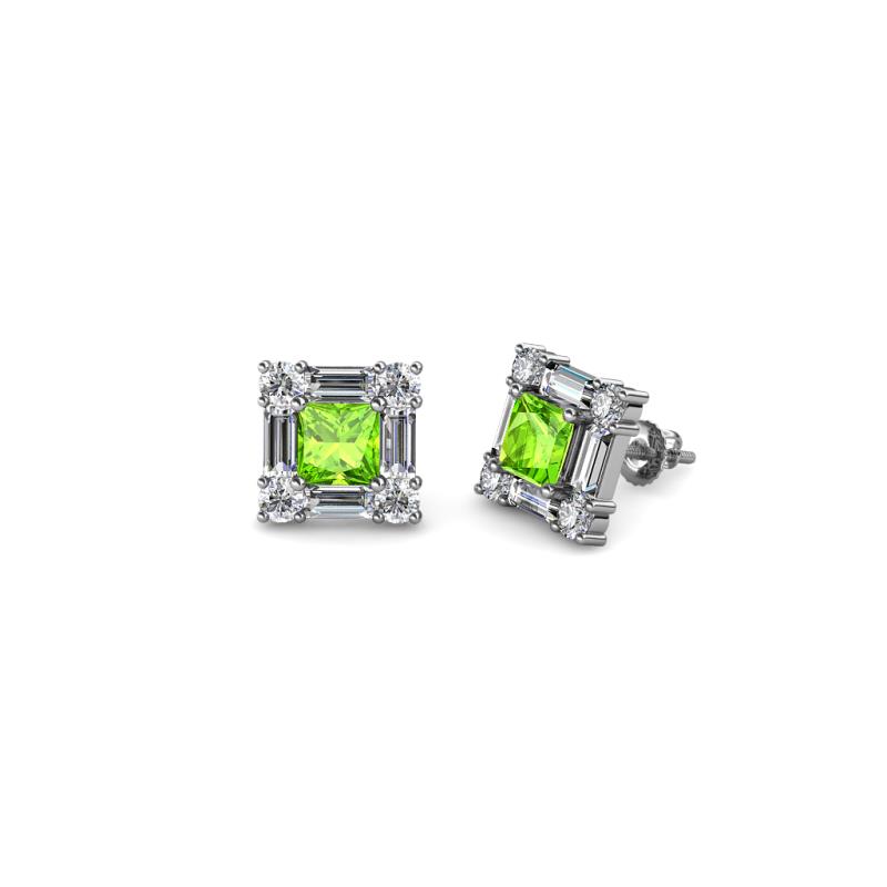 Katheryn Peridot and Diamond Halo Stud Earrings 