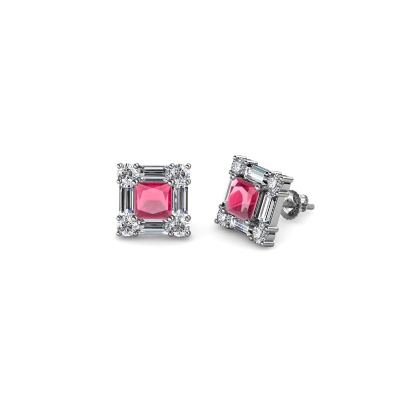Katheryn Rhodolite Garnet and Diamond Halo Stud Earrings 
