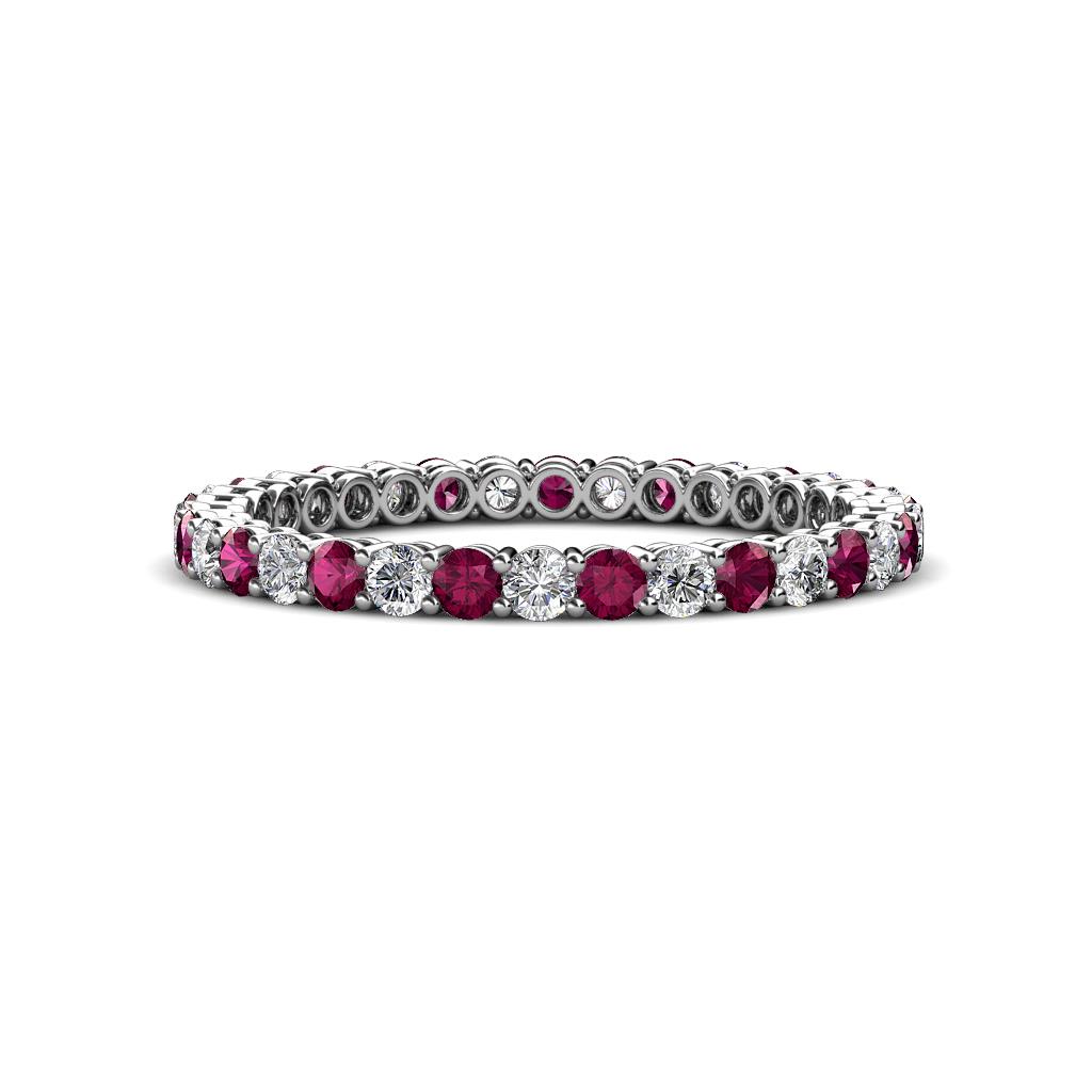 Tiffany 2.00 mm Rhodolite Garnet and Diamond Eternity Band 