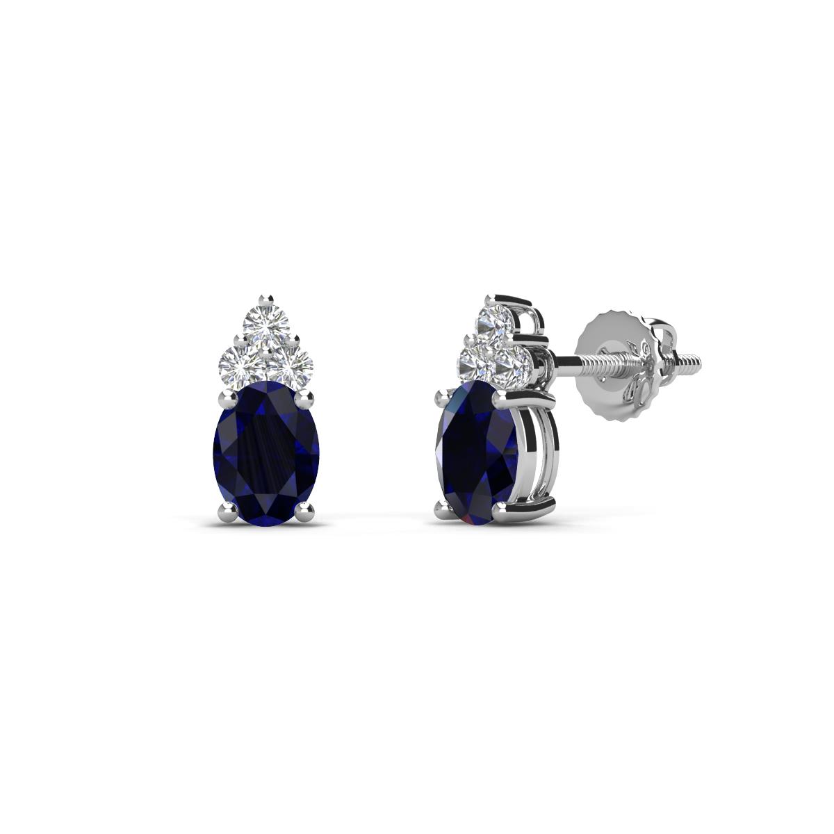 Details about   925 Sterling Silver White Gold Blue Sapphire Oval Cut 6X4 MM Earrings