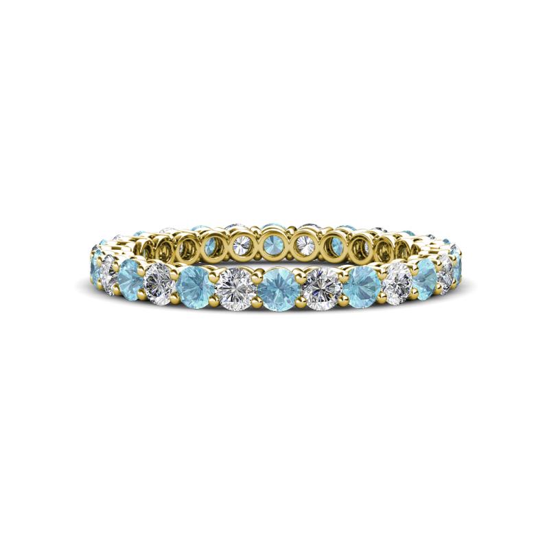 Tiffany 2.40 mm Aquamarine and Diamond Eternity Band 