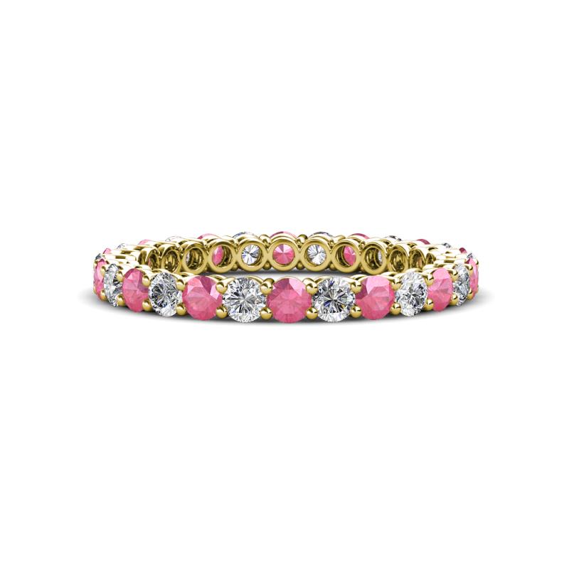 Tiffany 2.40 mm Round Pink Tourmaline and Diamond Eternity Band 