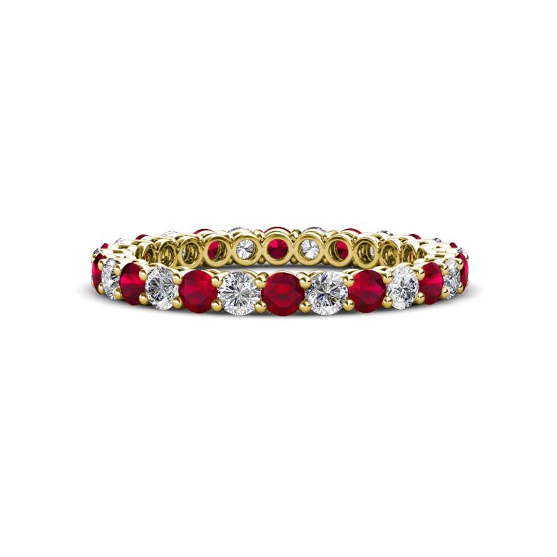 Tiffany 2.40 mm Round Ruby and Diamond Eternity Band 