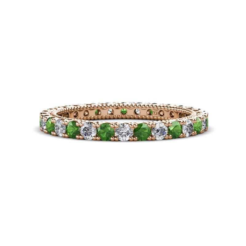 Ellen 2.40 mm Green Garnet and Diamond Eternity Band 