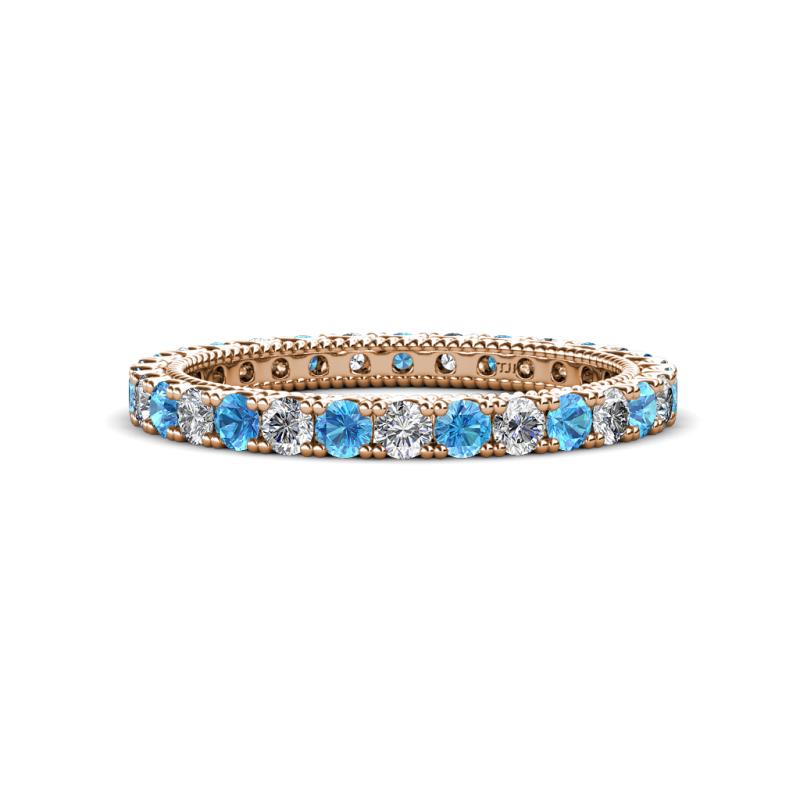 Ellen 2.40 mm Blue Topaz and Diamond Eternity Band 