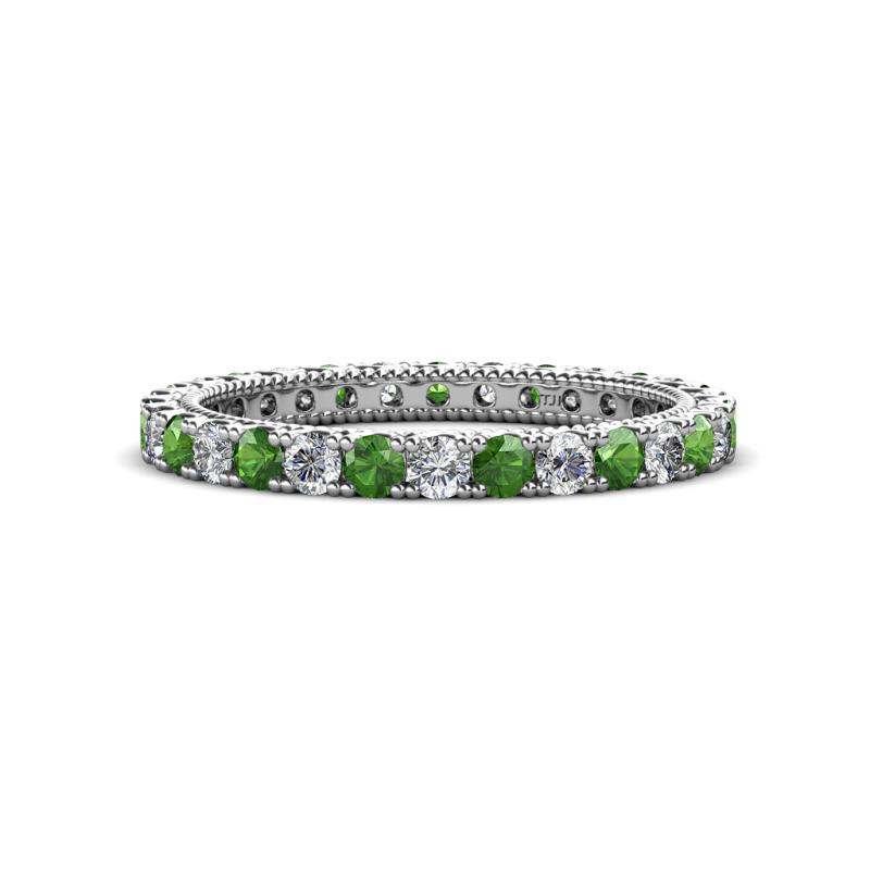 Ellen 2.40 mm Green Garnet and Diamond Eternity Band 
