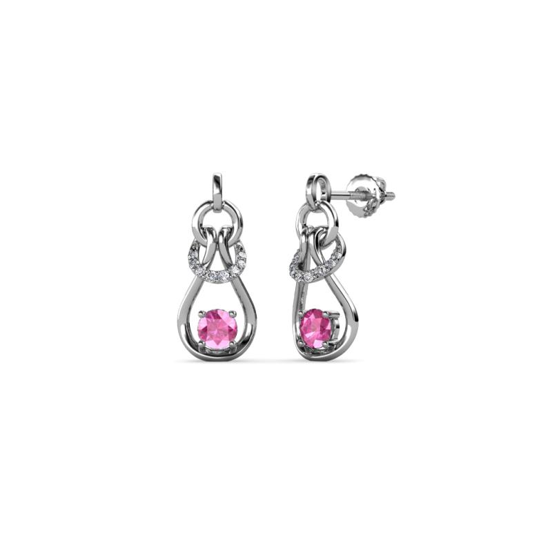 Lamisa Pink Sapphire and Diamond Love Knot Dangling Earrings 