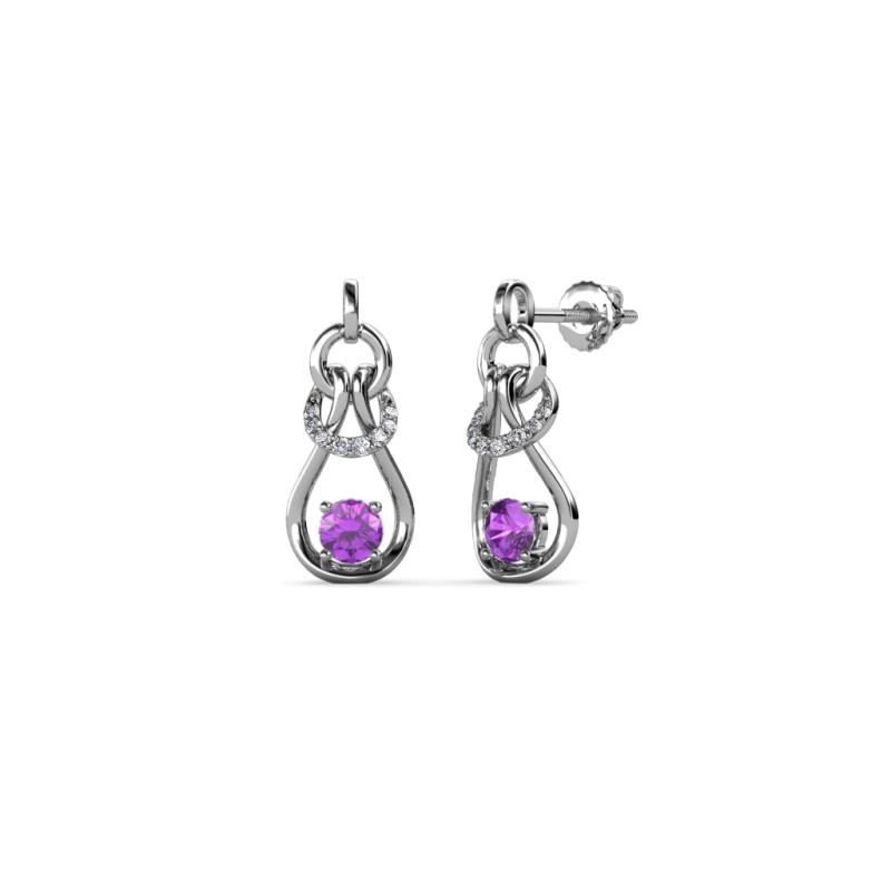 Lamisa Amethyst and Diamond Love Knot Dangling Earrings 