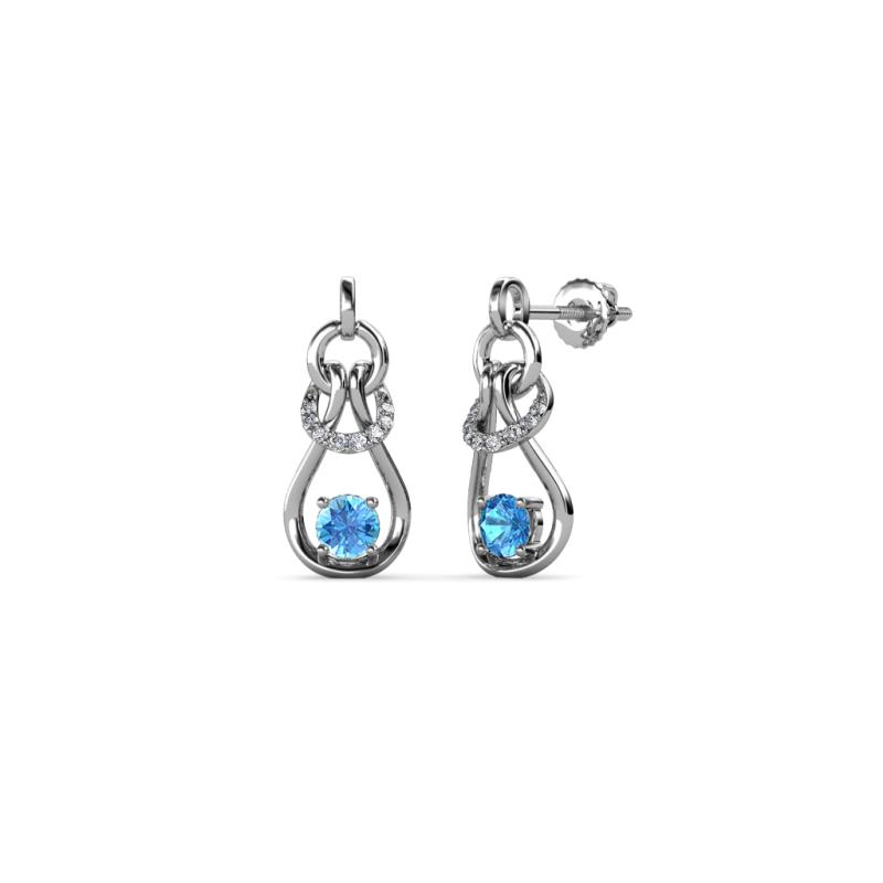 Lamisa Blue Topaz and Diamond Love Knot Dangling Earrings 