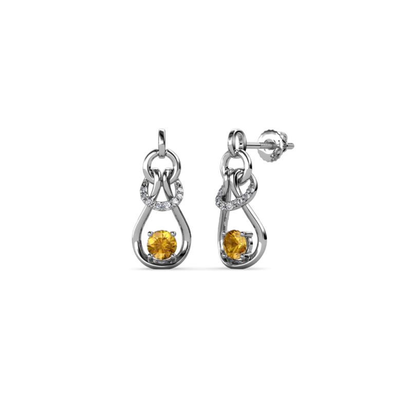 Lamisa Citrine and Diamond Love Knot Dangling Earrings 