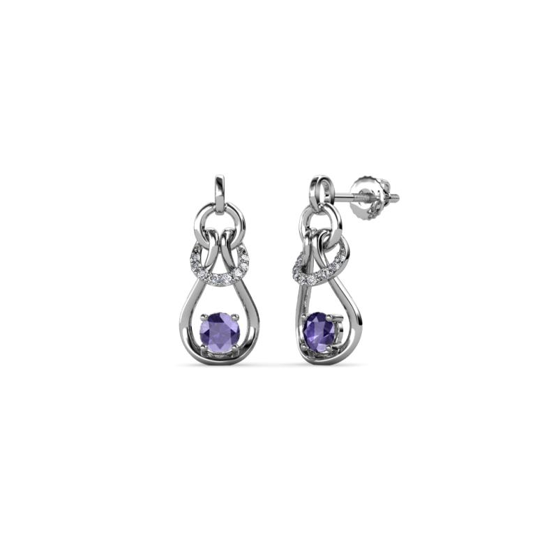 Lamisa Iolite and Diamond Love Knot Dangling Earrings 