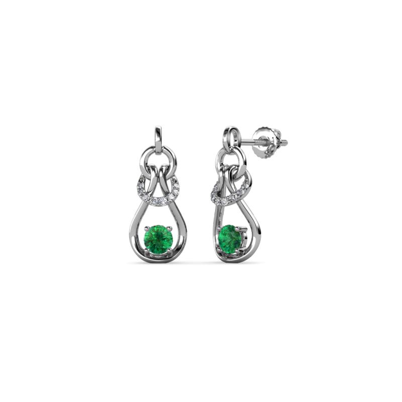 Lamisa Emerald and Diamond Love Knot Dangling Earrings 