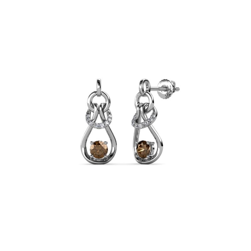 Lamisa Smoky Quartz and Diamond Love Knot Dangling Earrings 