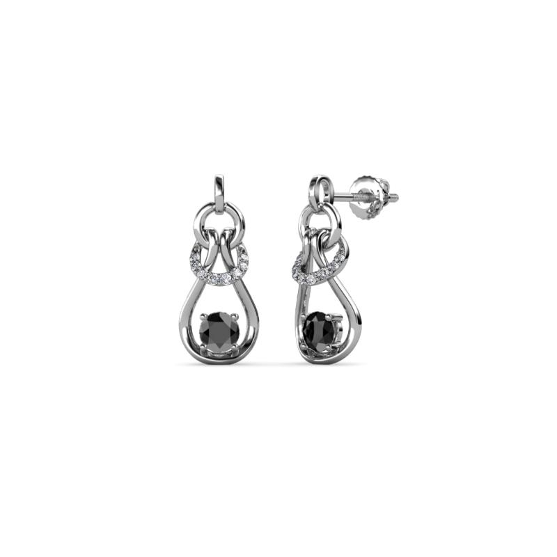 Lamisa Black and White Diamond Love Knot Dangling Earrings 