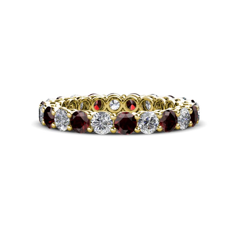 Tiffany 3.00 mm Diamond and Red Garnet Eternity Band 