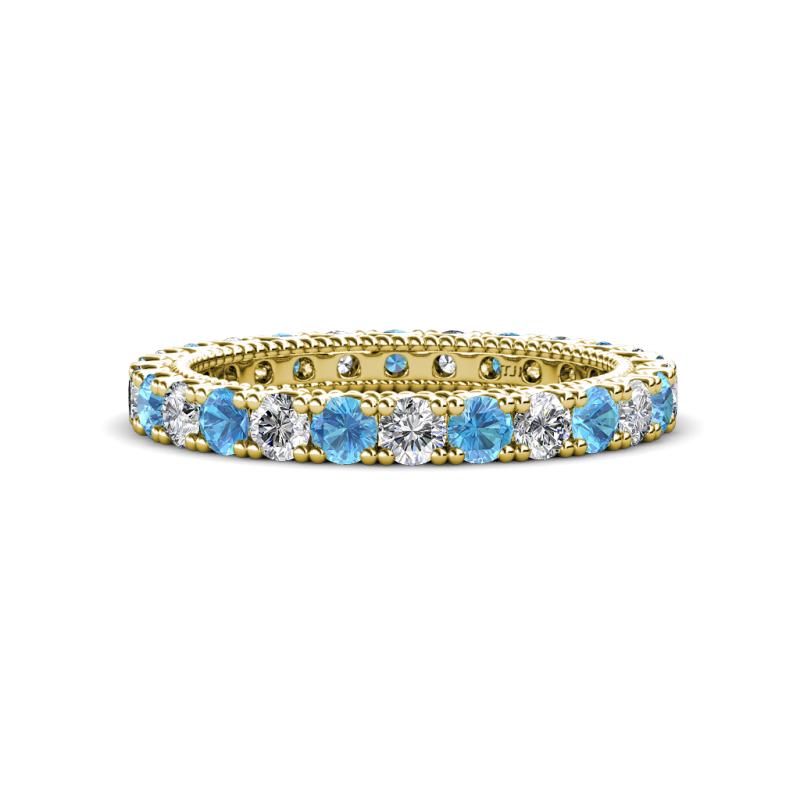 Ellen 2.70 mm Blue Topaz and Diamond Eternity Band 
