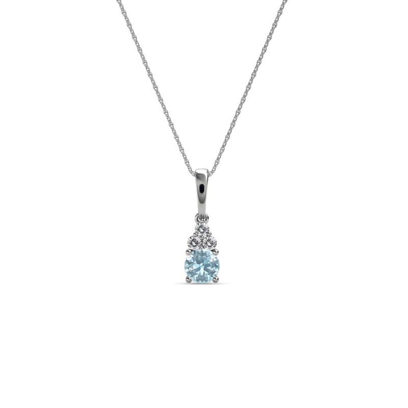 Ofra Round Aquamarine and Diamond Pendant 
