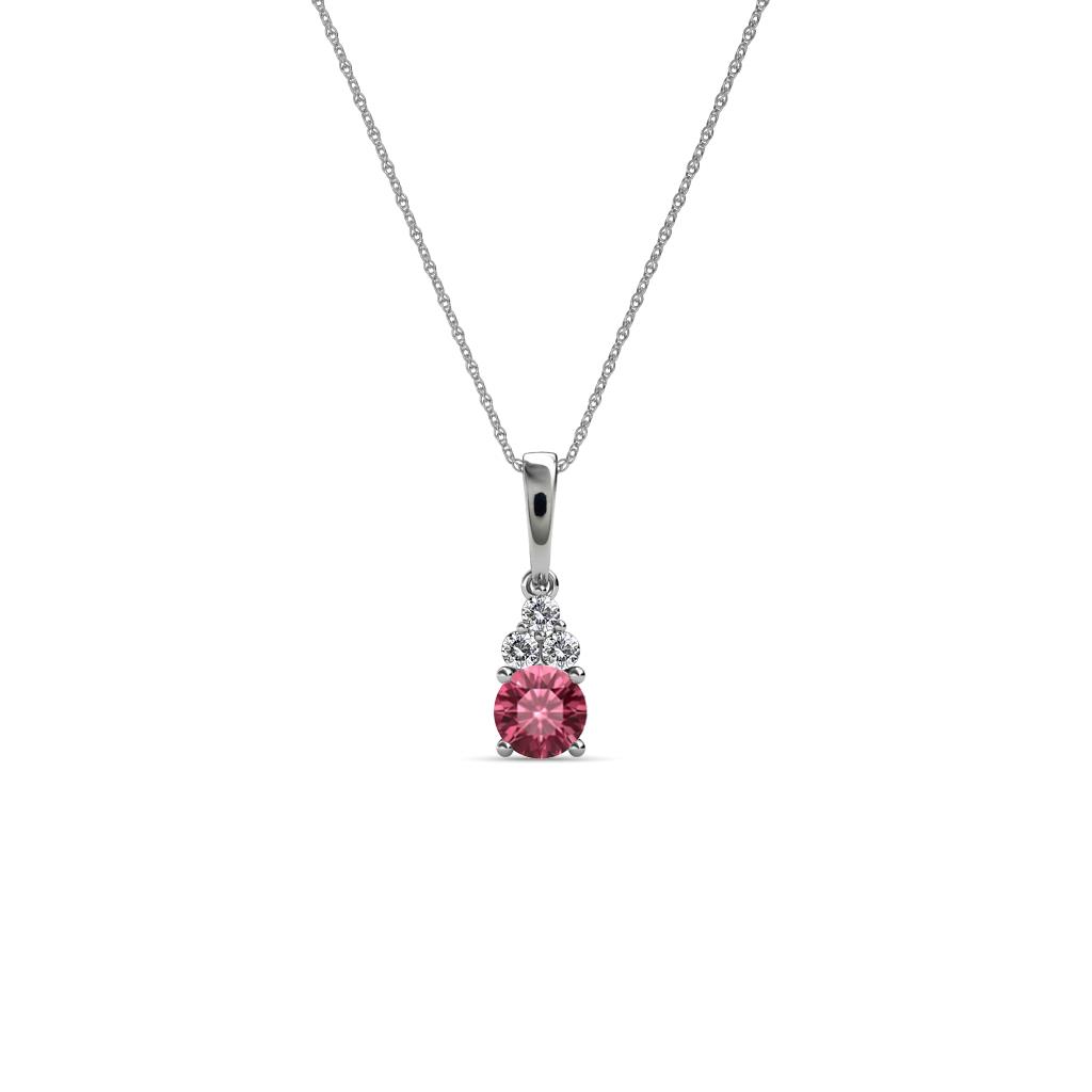Ofra Round Pink Tourmaline and Diamond Pendant 