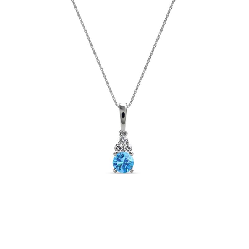 Ofra Round Blue Topaz and Diamond Pendant 