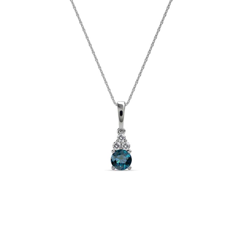 Ofra Round Blue and White Diamond Pendant 