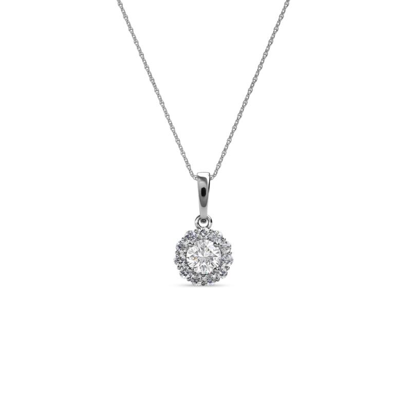 Shanon White Sapphire and Diamond Halo Pendant 
