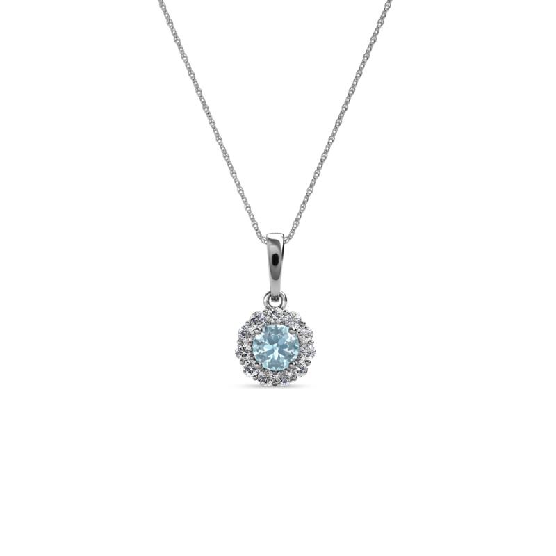 Shanon Aquamarine and Diamond Halo Pendant 