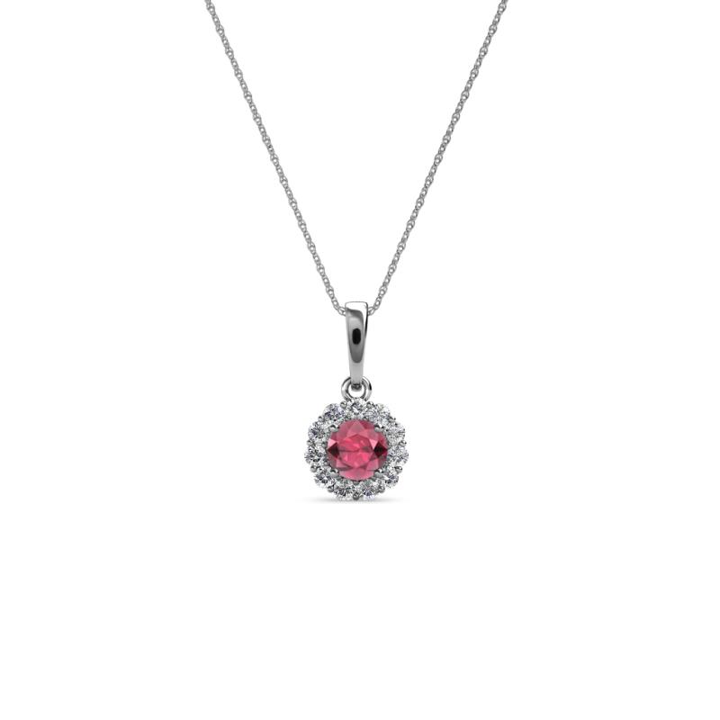 Shanon Rhodolite Garnet and Diamond Halo Pendant 