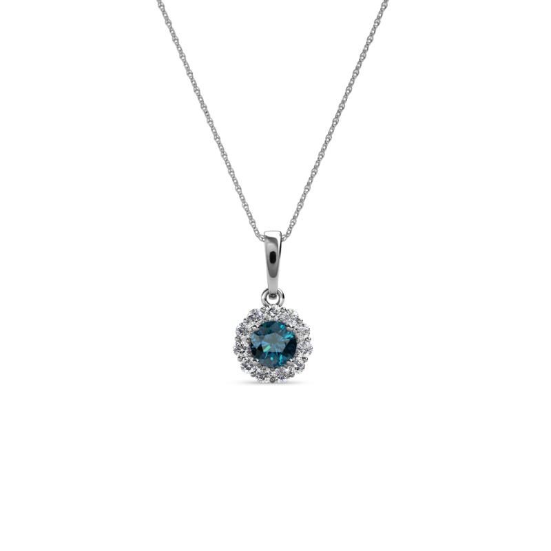 Shanon Blue and White Diamond Halo Pendant 