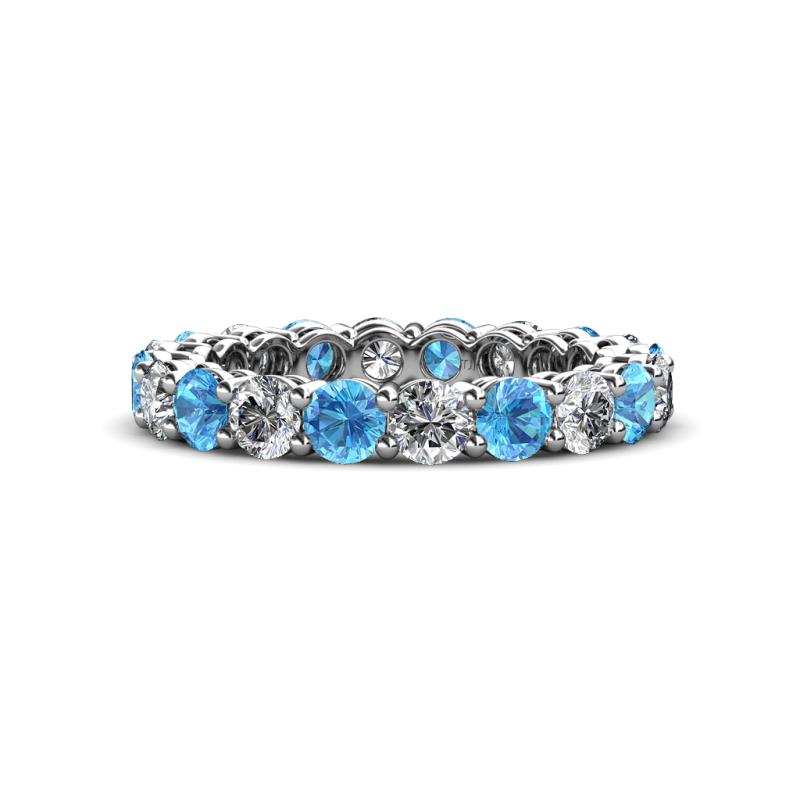 Tiffany 3.40 mm Blue Topaz and Diamond Eternity Band 