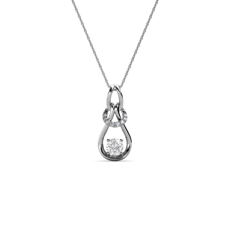 Neoma White Sapphire and Diamond Love Knot Slider Pendant 