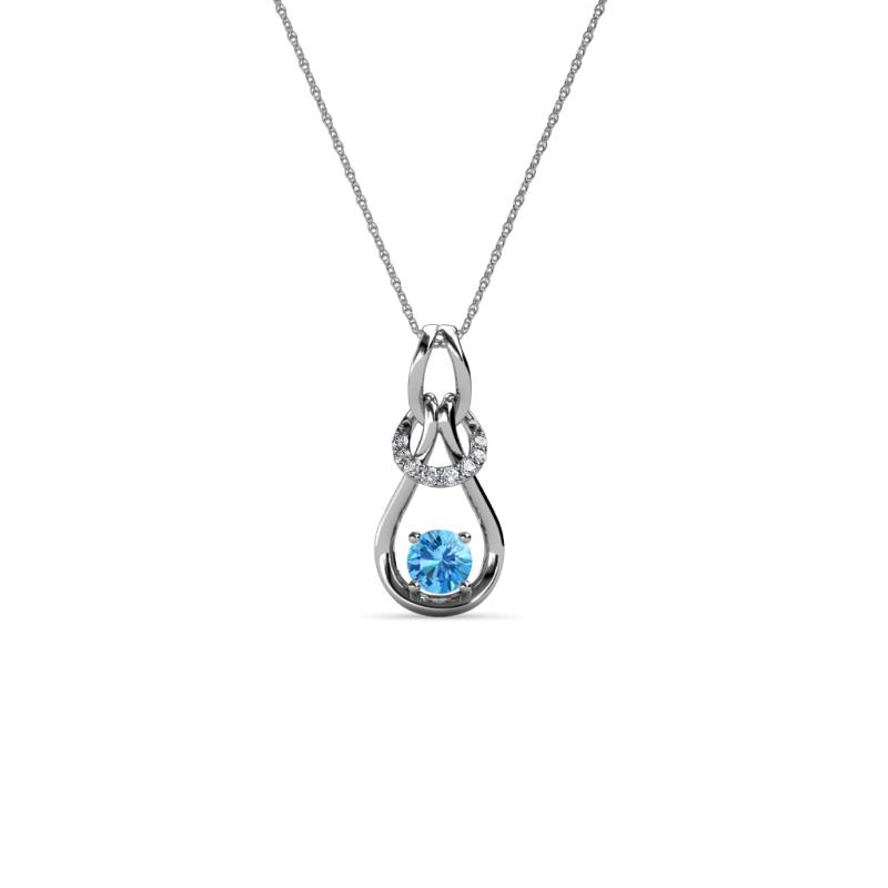 Neoma Blue Topaz and Diamond Love Knot Slider Pendant 