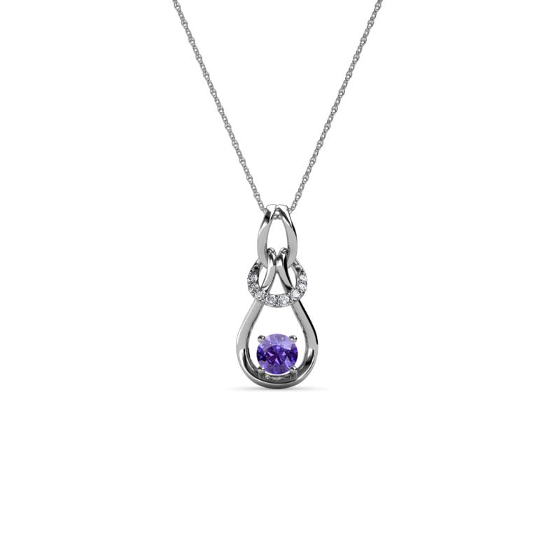 Neoma Iolite and Diamond Love Knot Slider Pendant 