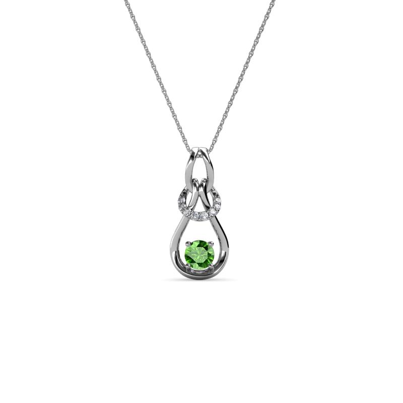 Neoma Green Garnet and Diamond Love Knot Slider Pendant 