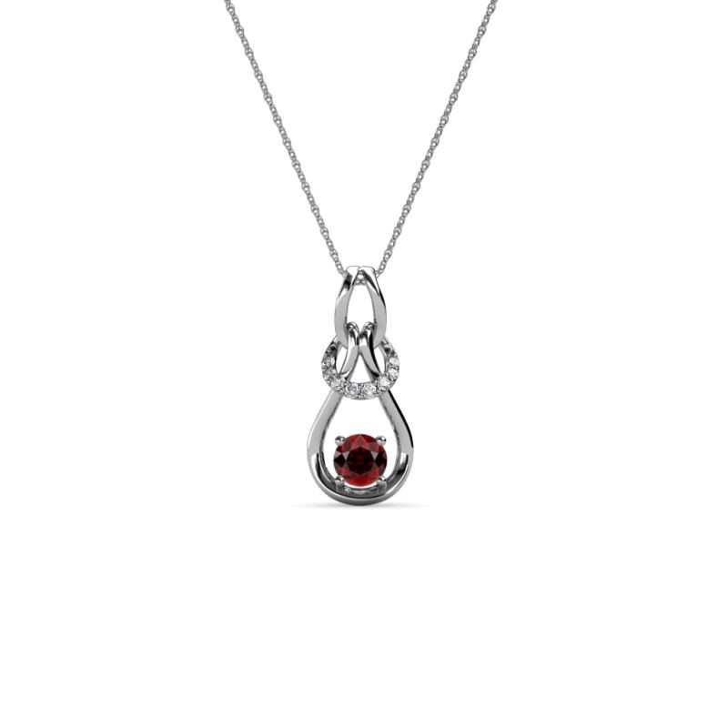Neoma Red Garnet and Diamond Love Knot Slider Pendant 