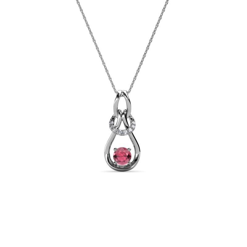 Neoma Rhodolite Garnet and Diamond Love Knot Slider Pendant 
