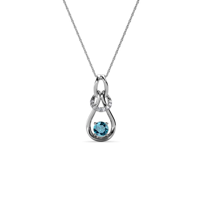 Neoma London Blue Topaz and Diamond Love Knot Slider Pendant 