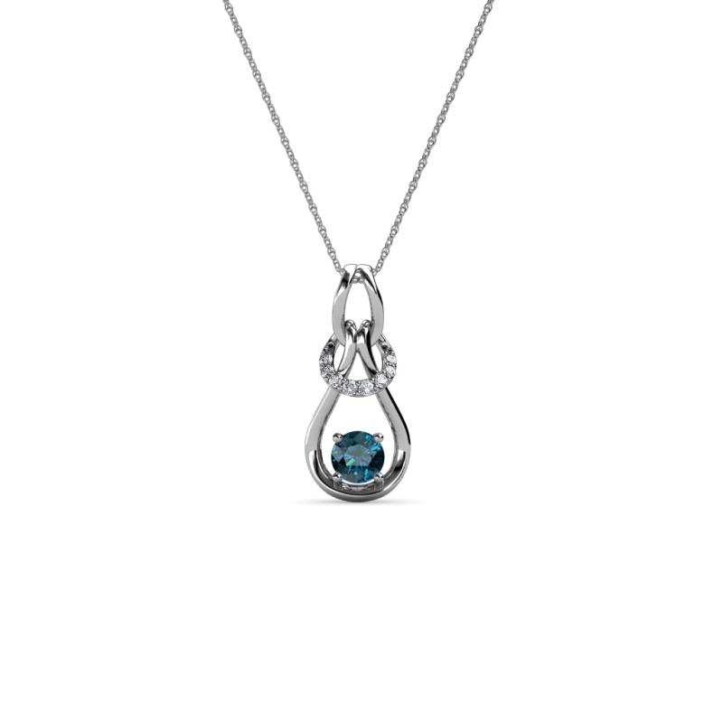 Neoma Blue and White Diamond Love Knot Slider Pendant 