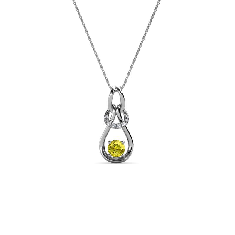Neoma Yellow and White Diamond Love Knot Slider Pendant 