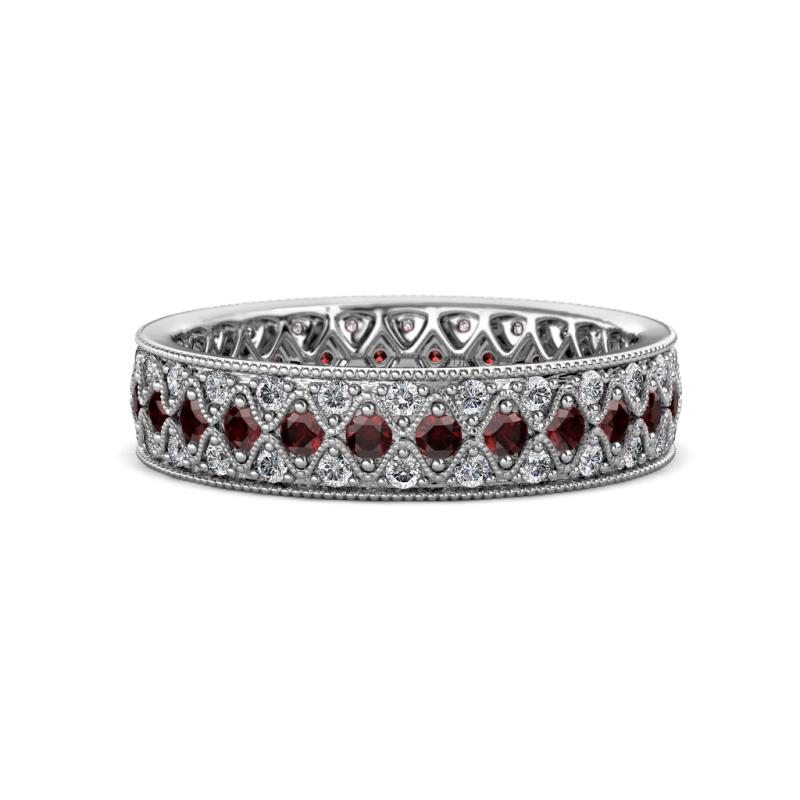 Cailyn Red Garnet Three Row Eternity Band 