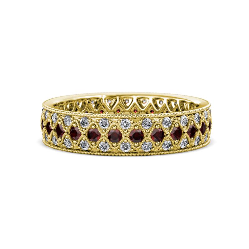 Cailyn Red Garnet Three Row Eternity Band 