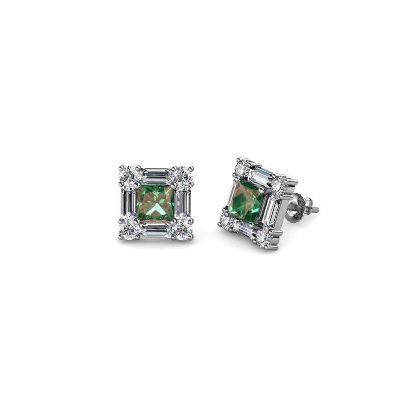 Katheryn Diamond and Lab Created Alexandrite Halo Stud Earrings 