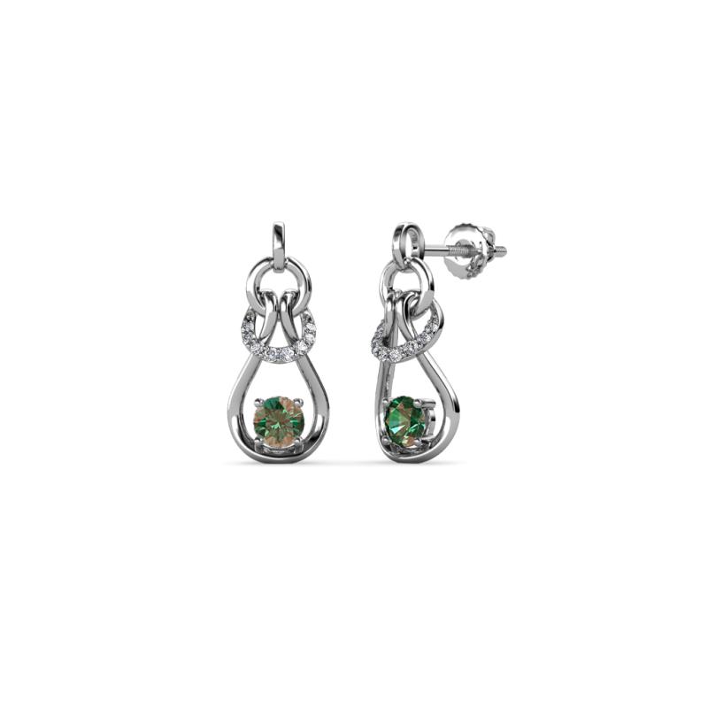 Lamisa Diamond and Lab Created Alexandrite Love Knot Dangling Earrings 