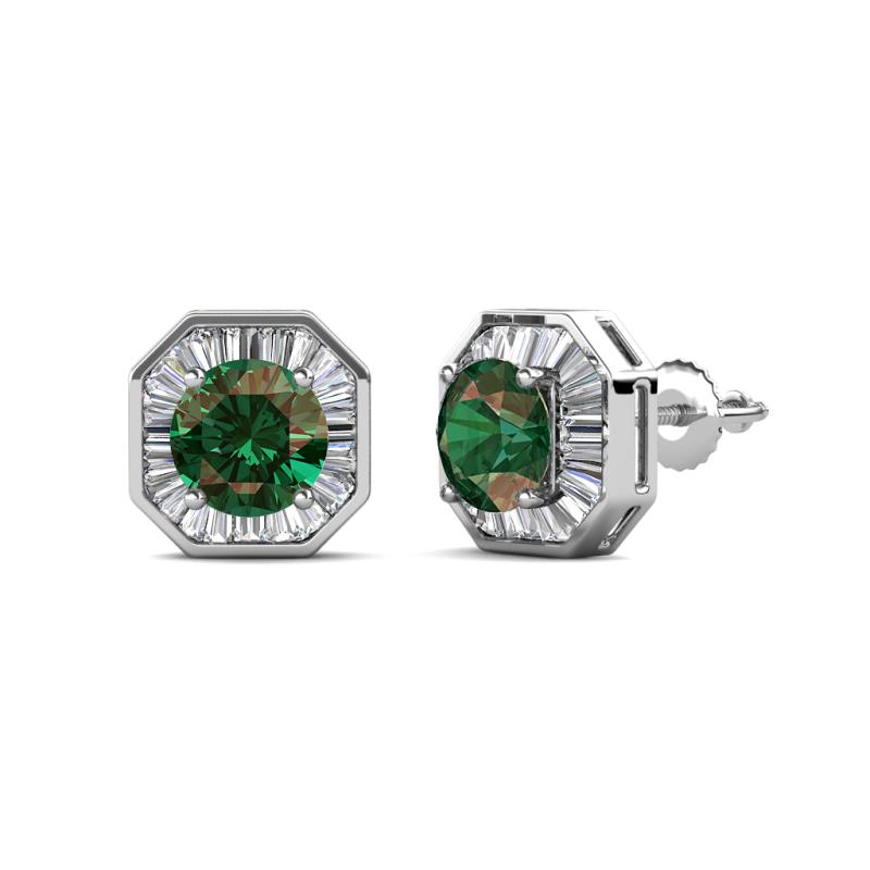Kaia Diamond and Lab Created Alexandrite Halo Stud Earrings 