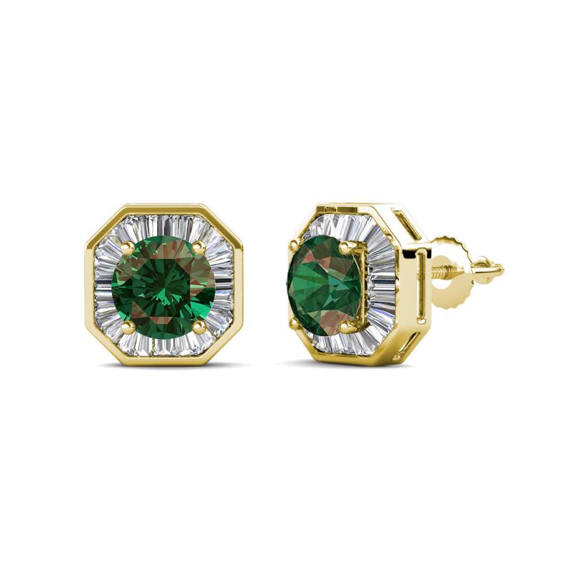 Kaia Diamond and Lab Created Alexandrite Halo Stud Earrings 