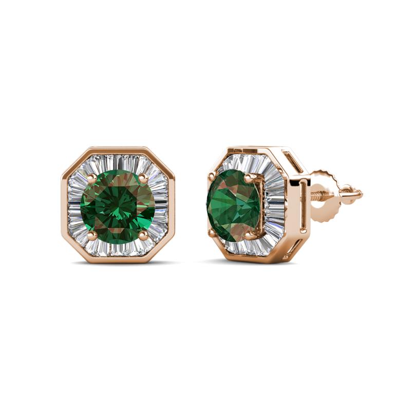 Kaia Diamond and Lab Created Alexandrite Halo Stud Earrings 