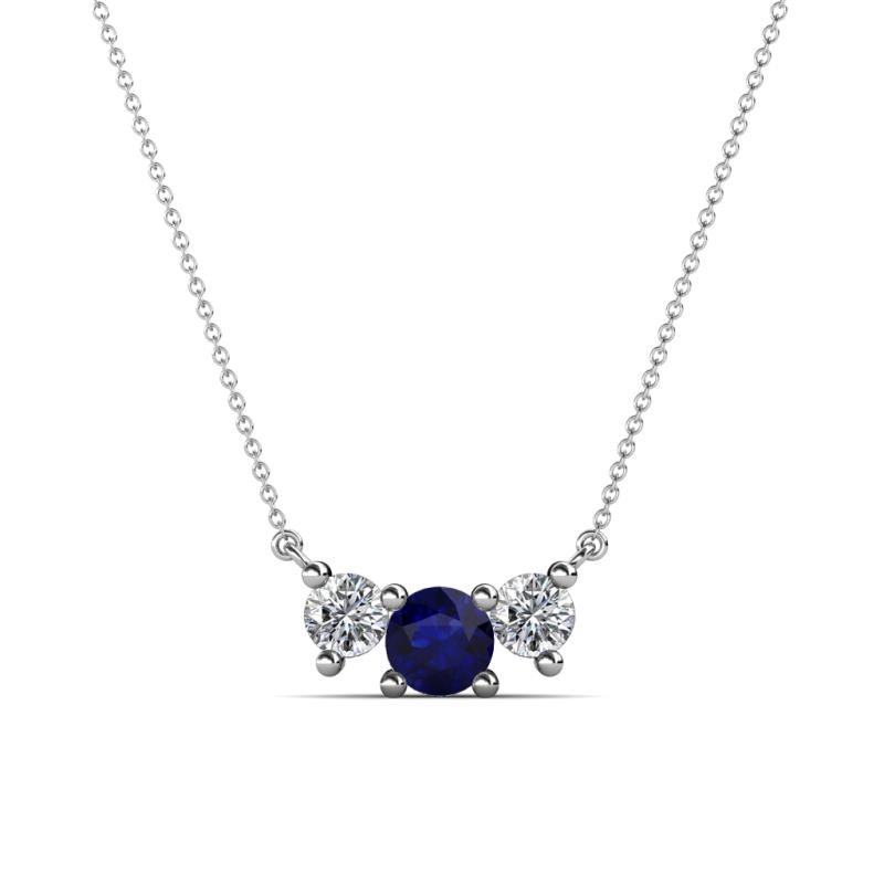 Raia Blue Sapphire and Diamond Three Stone Pendant 