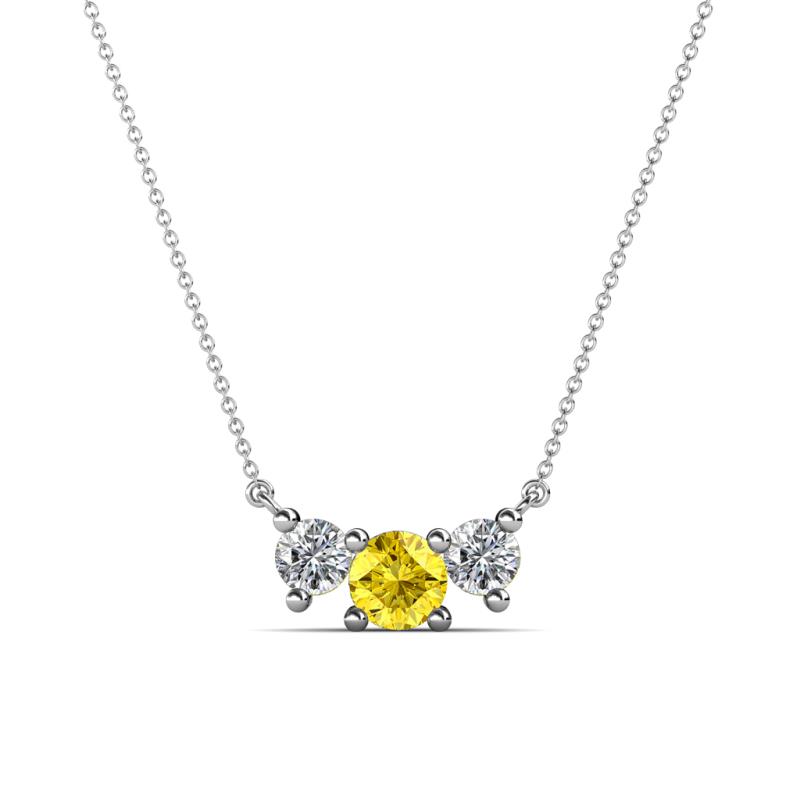 Raia Yellow Sapphire and Diamond Three Stone Pendant 