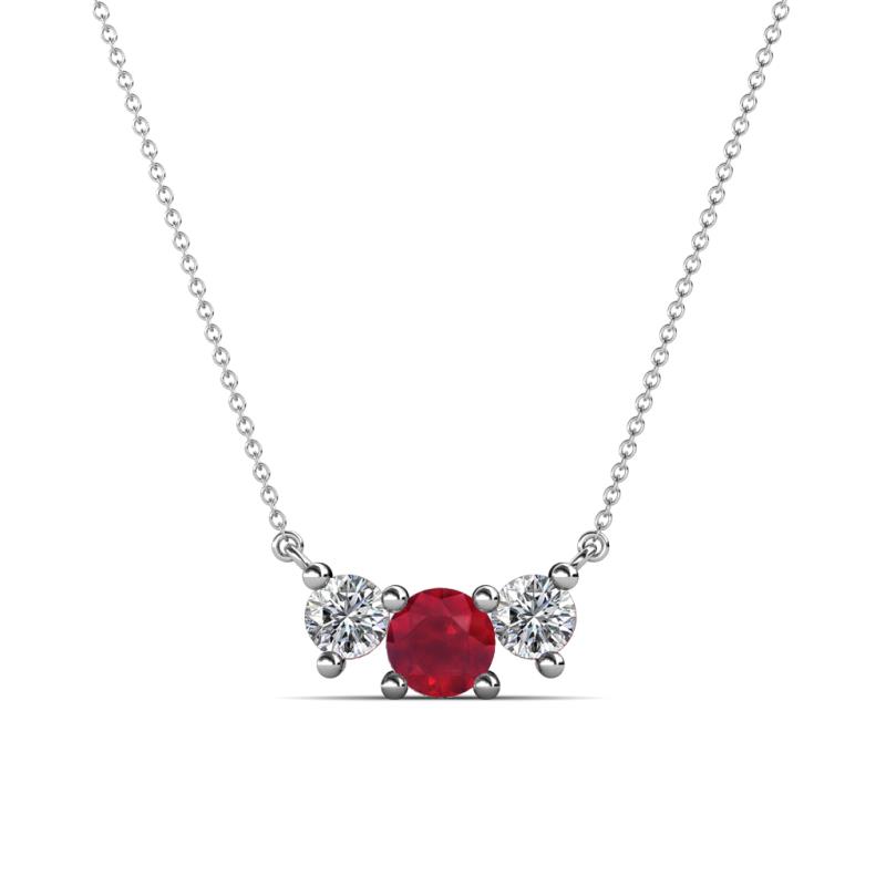 Raia Ruby and Diamond Three Stone Pendant 