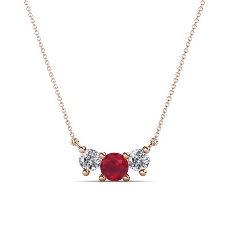 Raia Ruby and Diamond Three Stone Pendant 