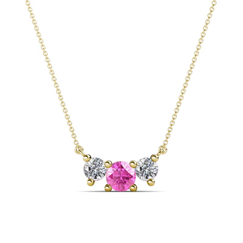 Raia Pink Sapphire and Diamond Three Stone Pendant 